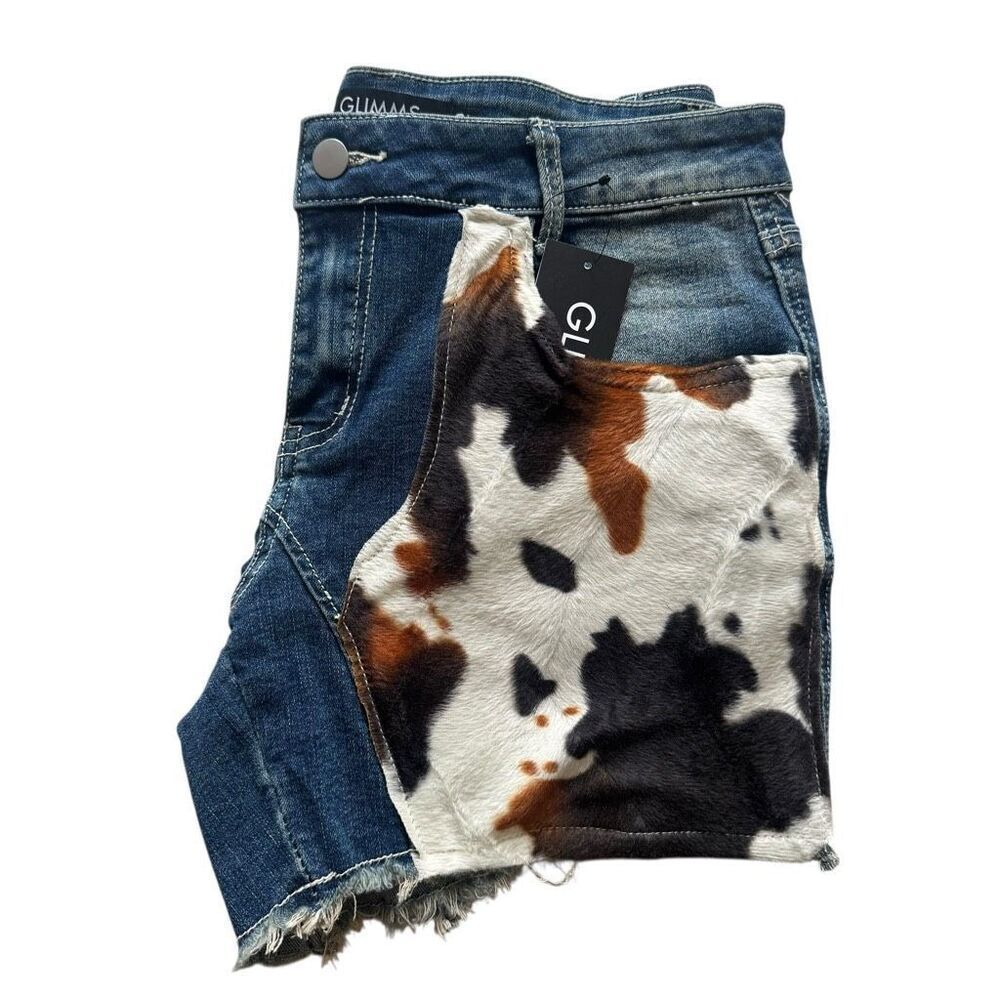 Glimms New York Jeans Natural Leather Shorts Genuine Cowhide Shorts SZ 30 #2505 - Picture 5 of 15
